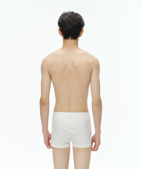 (Coming Soon) hand-stitched label men's ivory trunk underwear