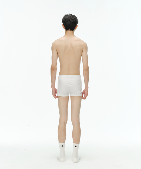 (Coming Soon) hand-stitched label men's ivory trunk underwear