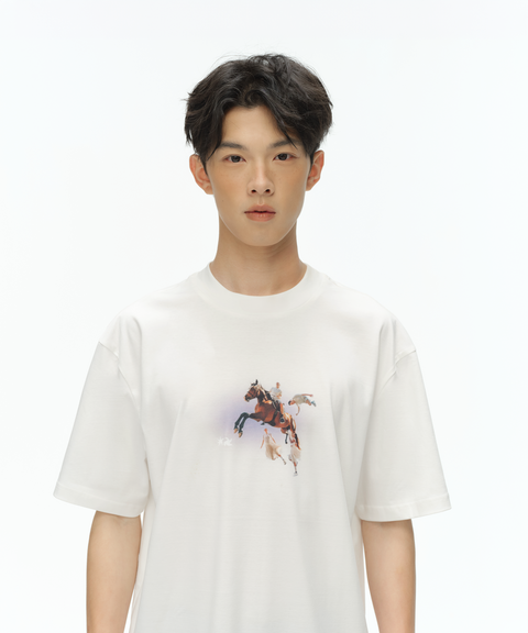 horse no.027 print relaxed-fit white t-shirt
