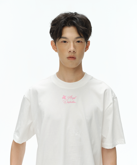 (Limited) pink handwritten relaxed-fit white t-shirt