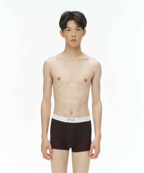 (Coming Soon) hand-stitched label men's black trunk underwear