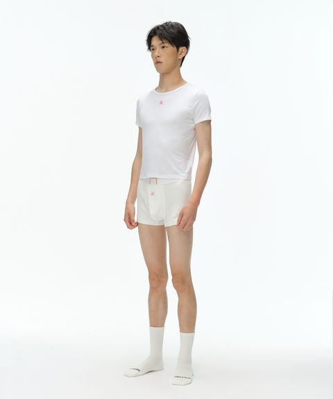 (Limited) pink friesian logo slim-fit crop white t-shirt