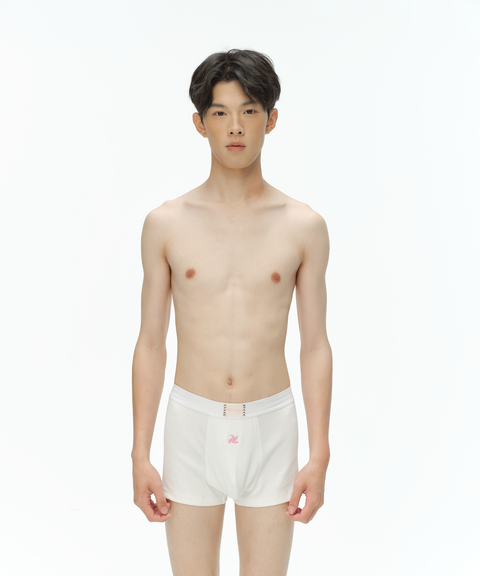 (Limited) pink friesian logo men's ivory trunk underwear