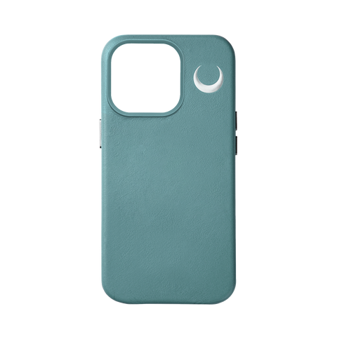 新月 压印图案 海蓝色 真皮  iphone  保护壳