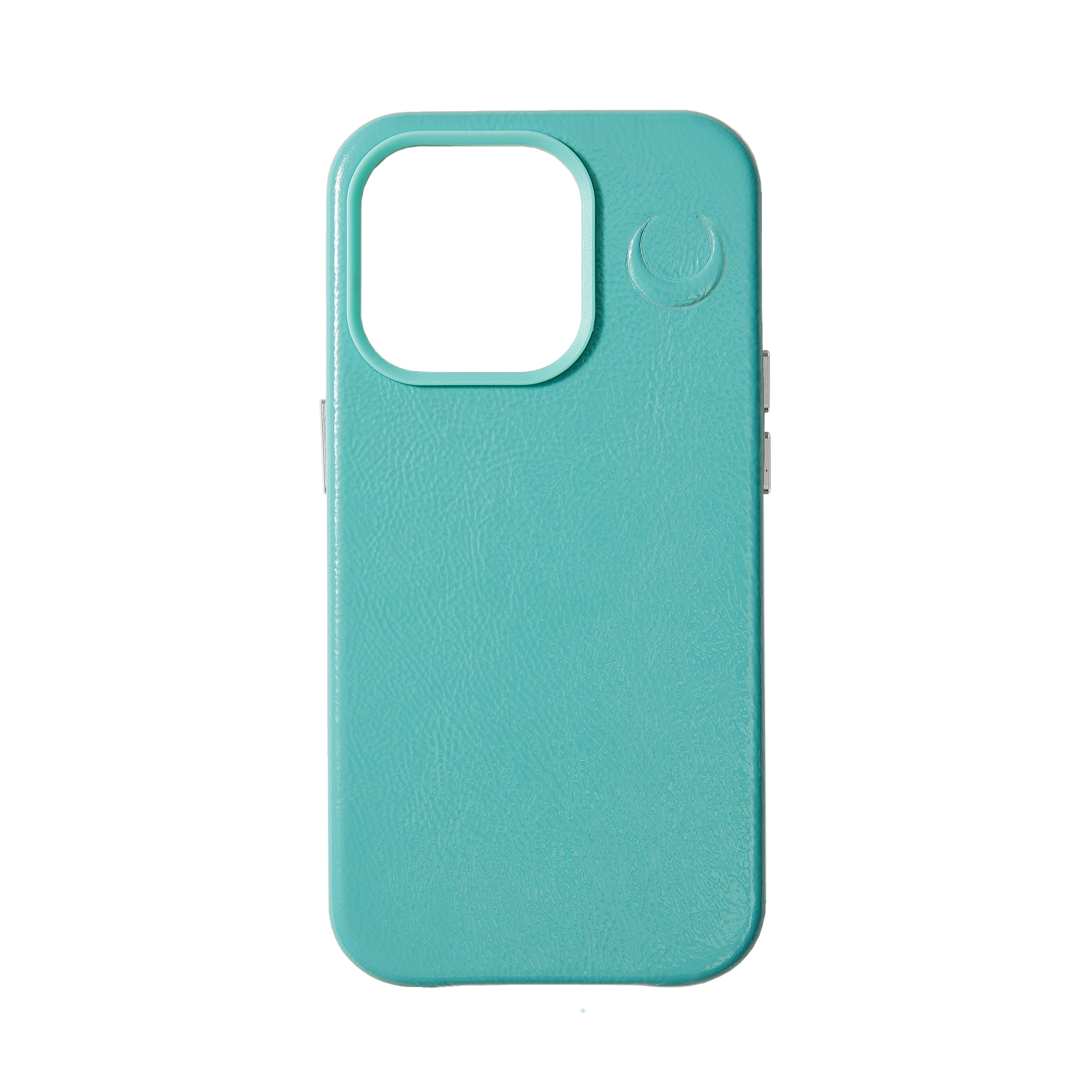 crescent magsafe turquoise leather iphone case