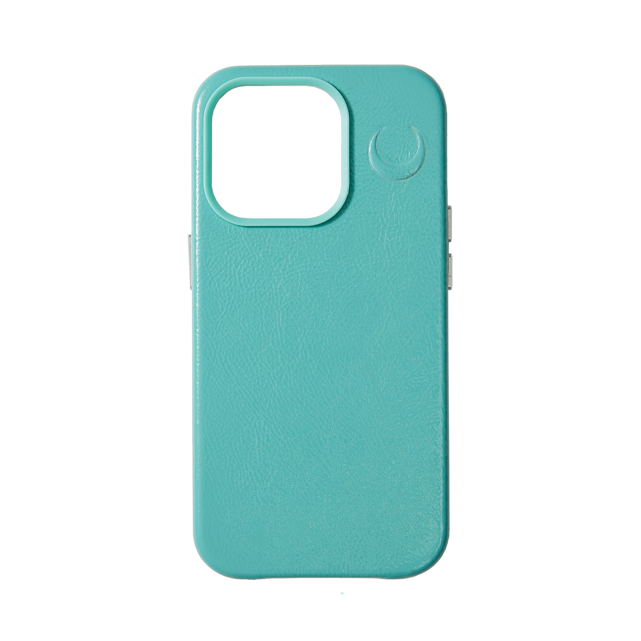 crescent magsafe turquoise leather iphone case