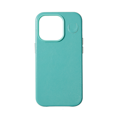 crescent magsafe turquoise leather iphone case