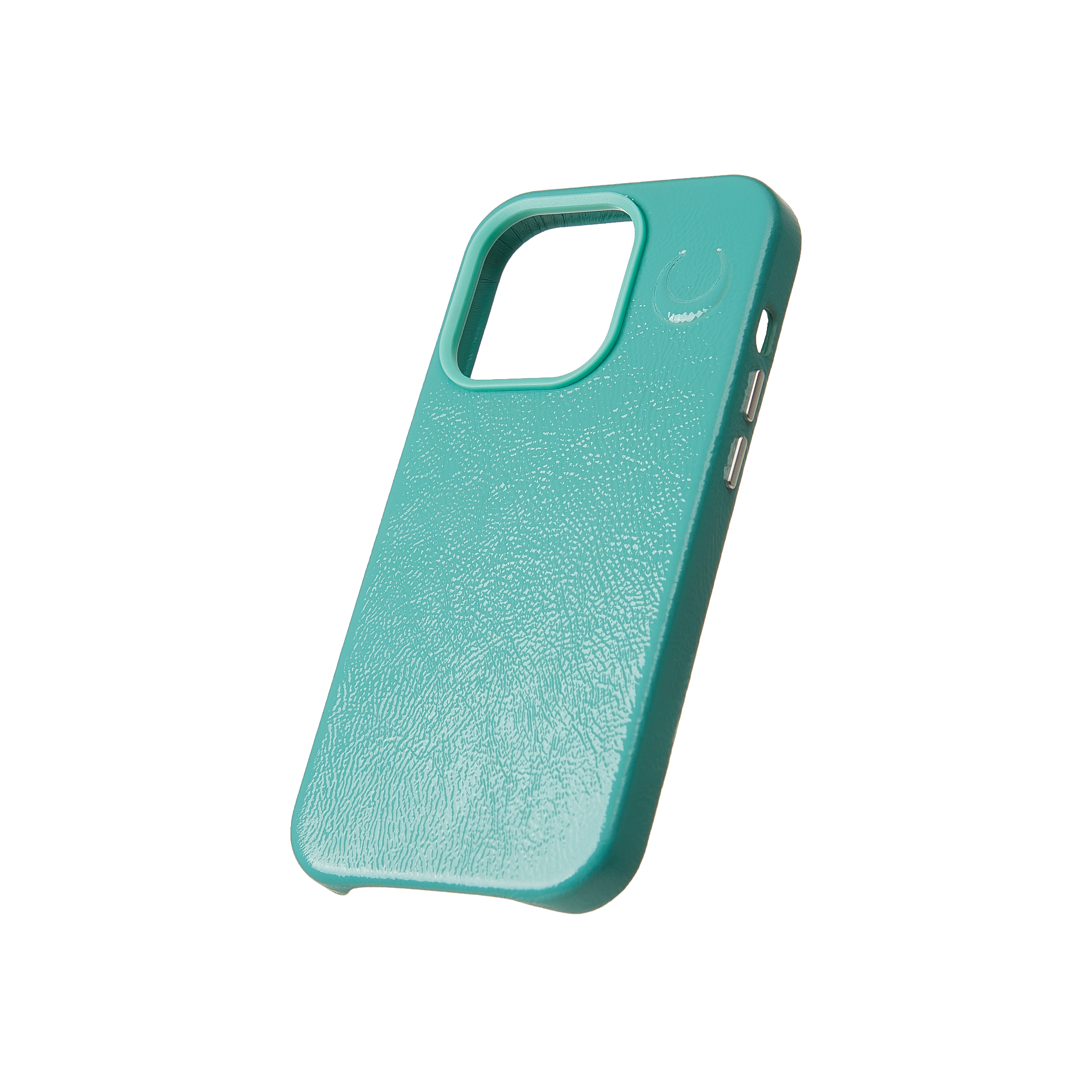 crescent magsafe turquoise leather iphone case