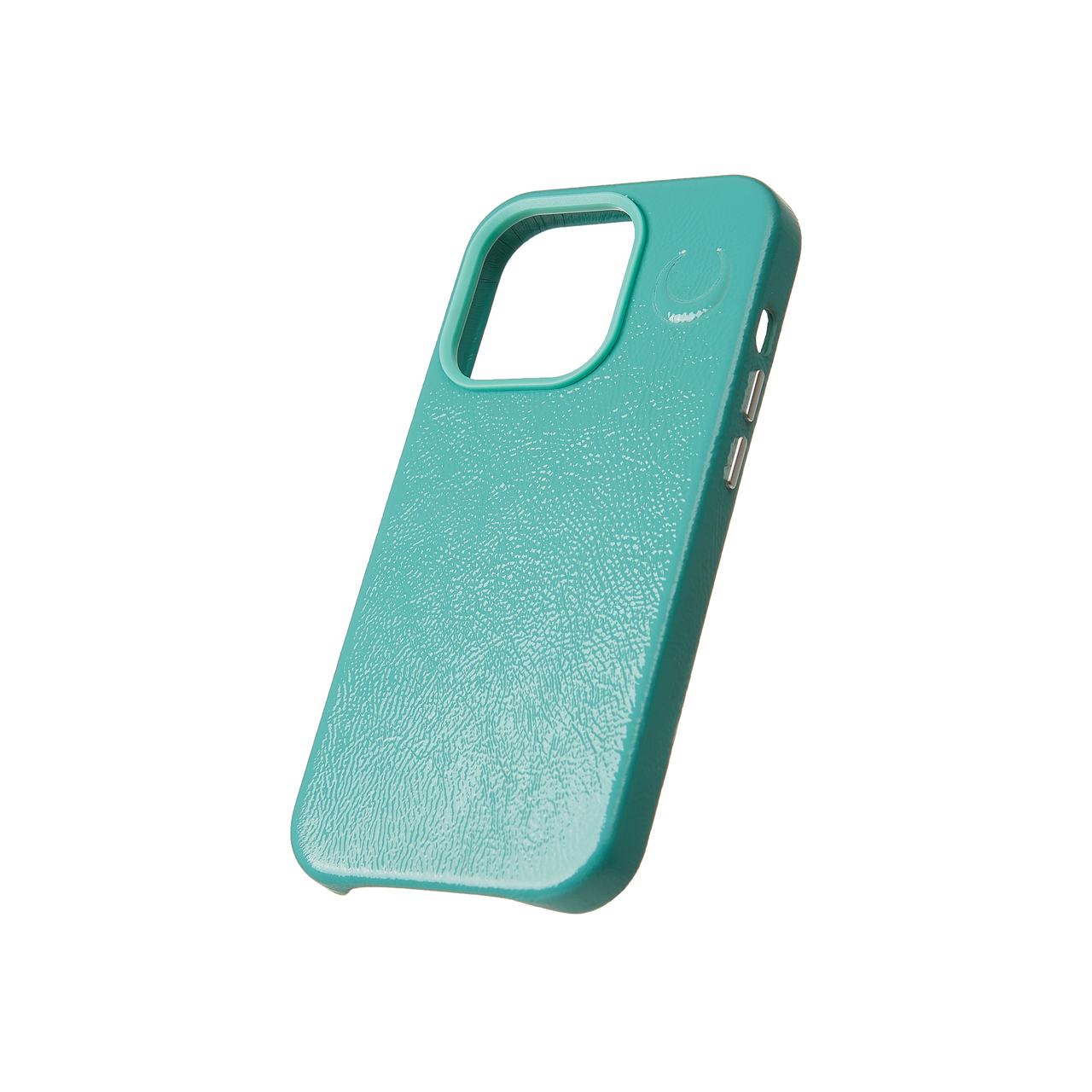 crescent magsafe turquoise leather iphone case
