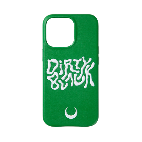 hyper logo green leather iphone case