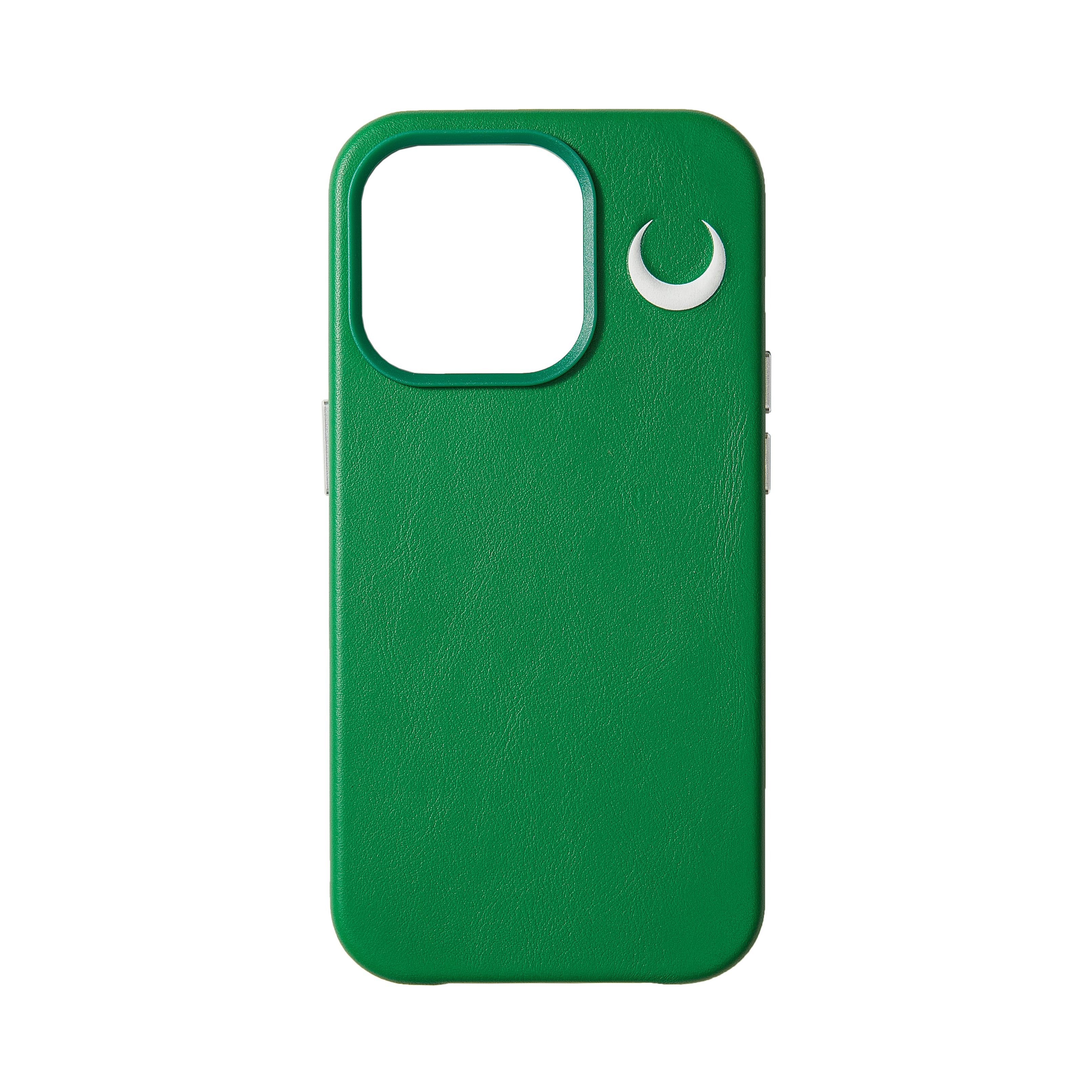 crescent magsafe green leather iphone case