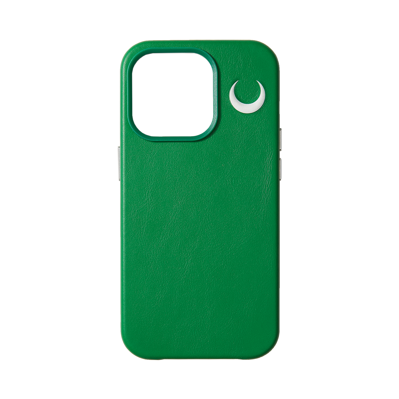 新月 壓印圖案 綠色 真皮 iphone 保護殼