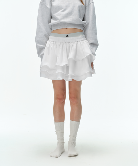 (Pre-order) ruffle white skirt