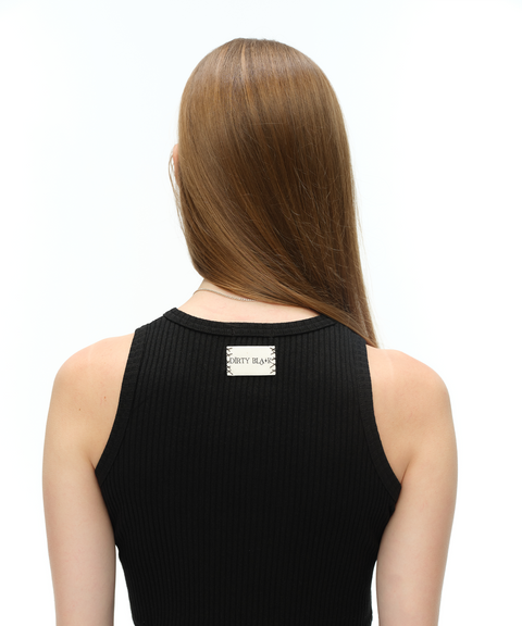 friesian logo slim-fit black crop sleeveless