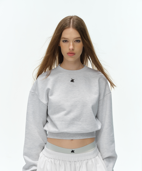 friesian logo relaxed-fit crop grey sweatshirt