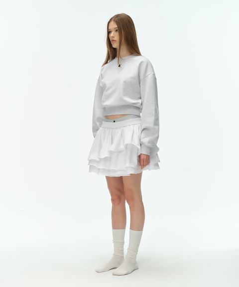 (Pre-order) ruffle white skirt