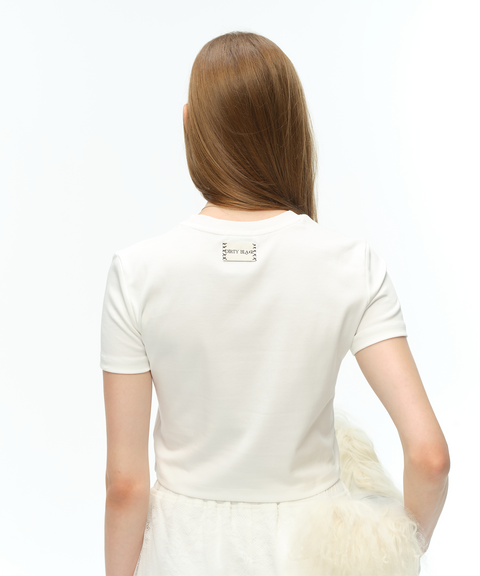 friesian logo slim-fit baby crop white t-shirt