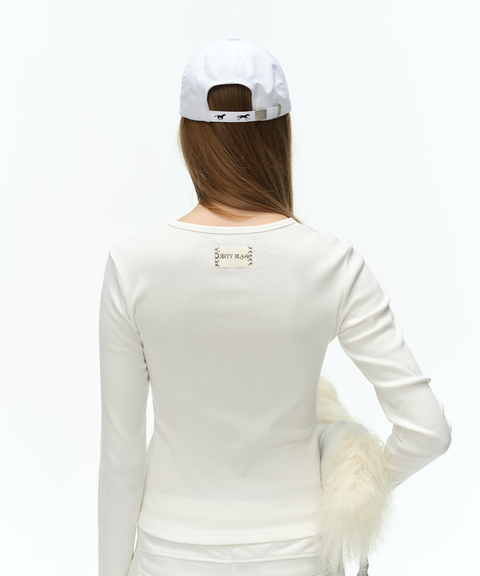 (Coming Soon) friesian logo slim-fit white long sleeve t-shirt