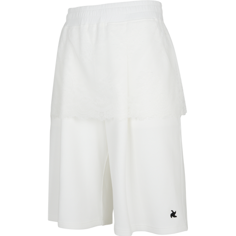 (Pre-order) friesian logo lace detail white short pants
