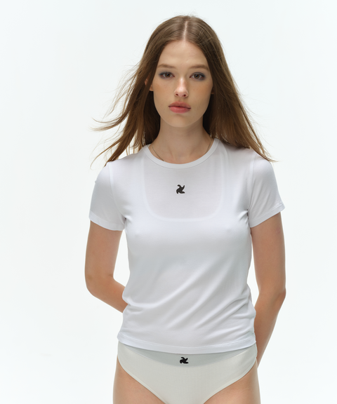 friesian logo slim-fit short white t-shirt