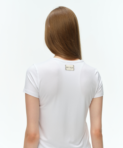(Limited) pink friesian logo slim-fit short white t-shirt