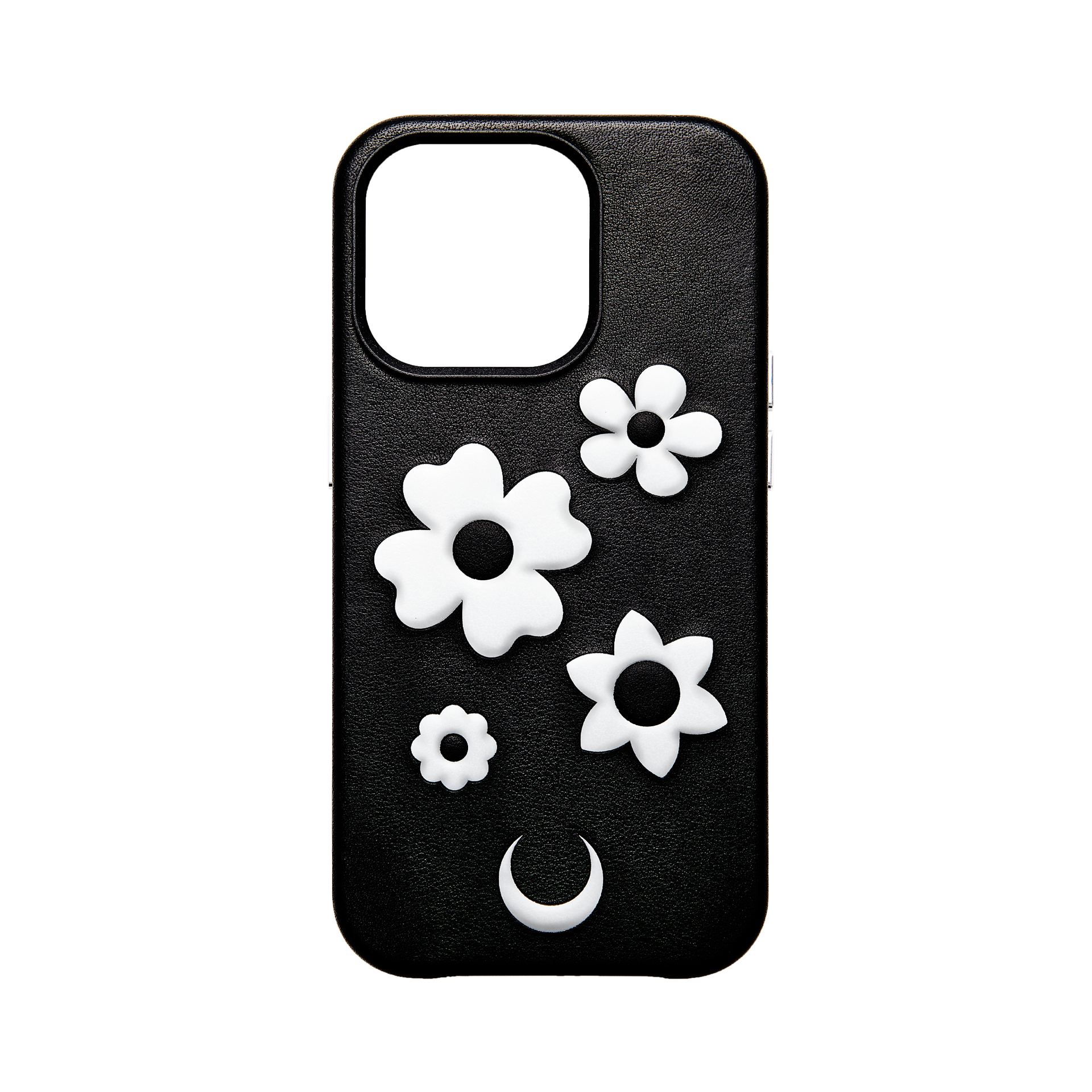 floral embossed black leather iphone case®