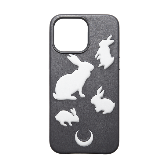 rabbit embossed grey no.001 leather iphone case®