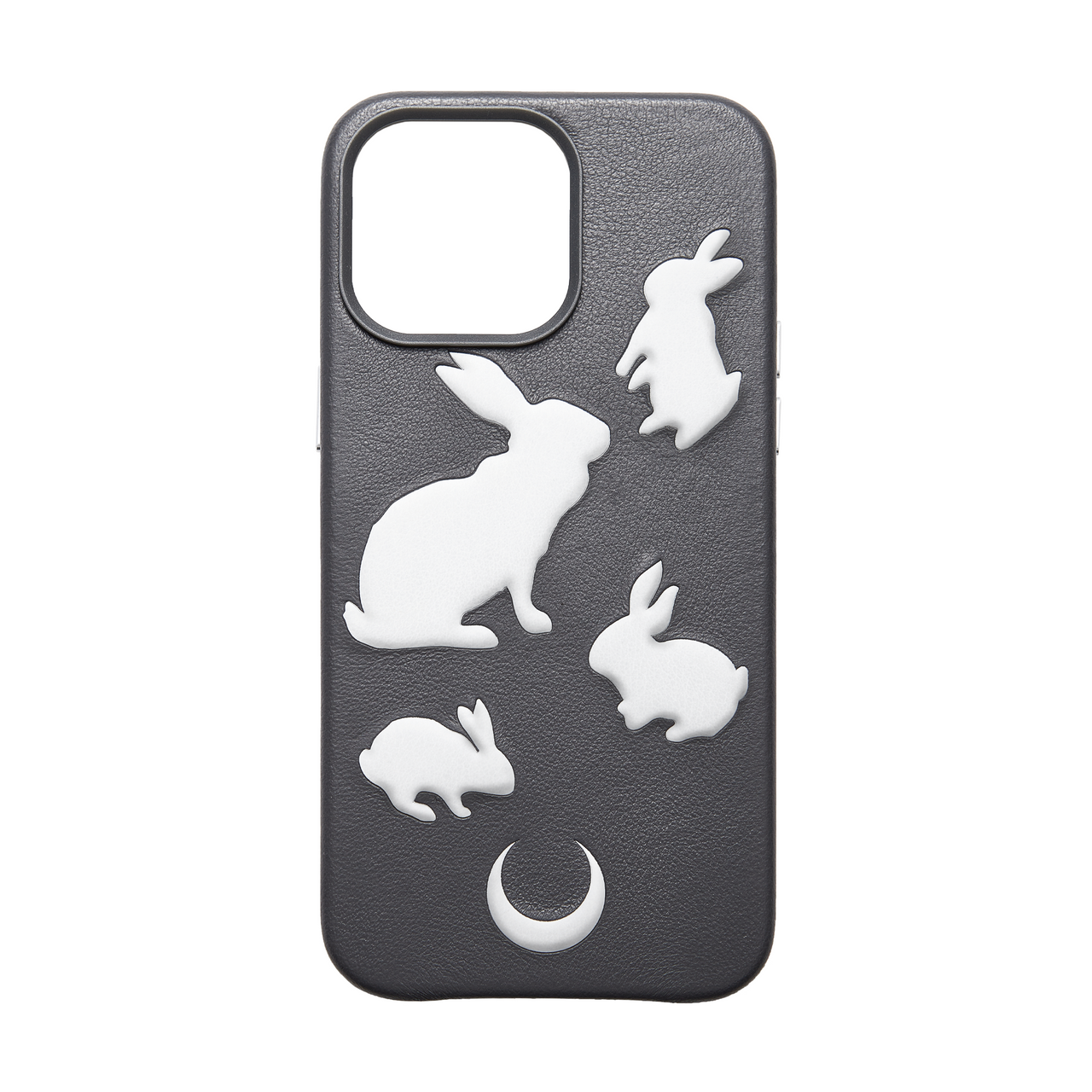 rabbit embossed grey no.001 leather iphone case