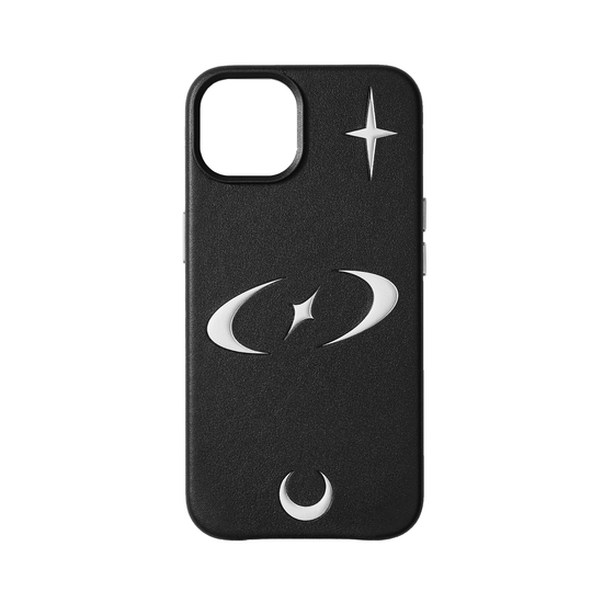 stella embossed black leather iphone case®