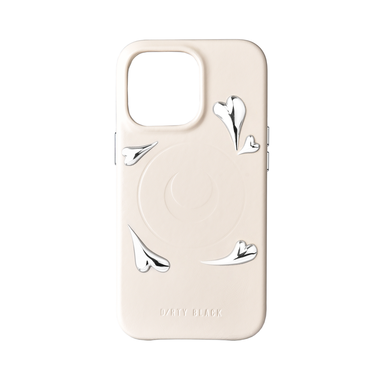 heart studs ivory leather iphone case