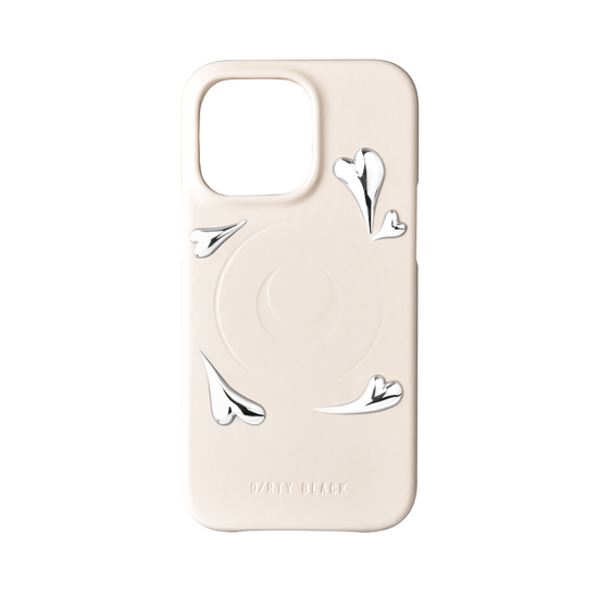 heart studs ivory leather iphone 14 pro case®