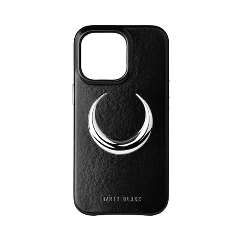 Halbmondförmige iPhone-Hülle aus schwarzem Leder