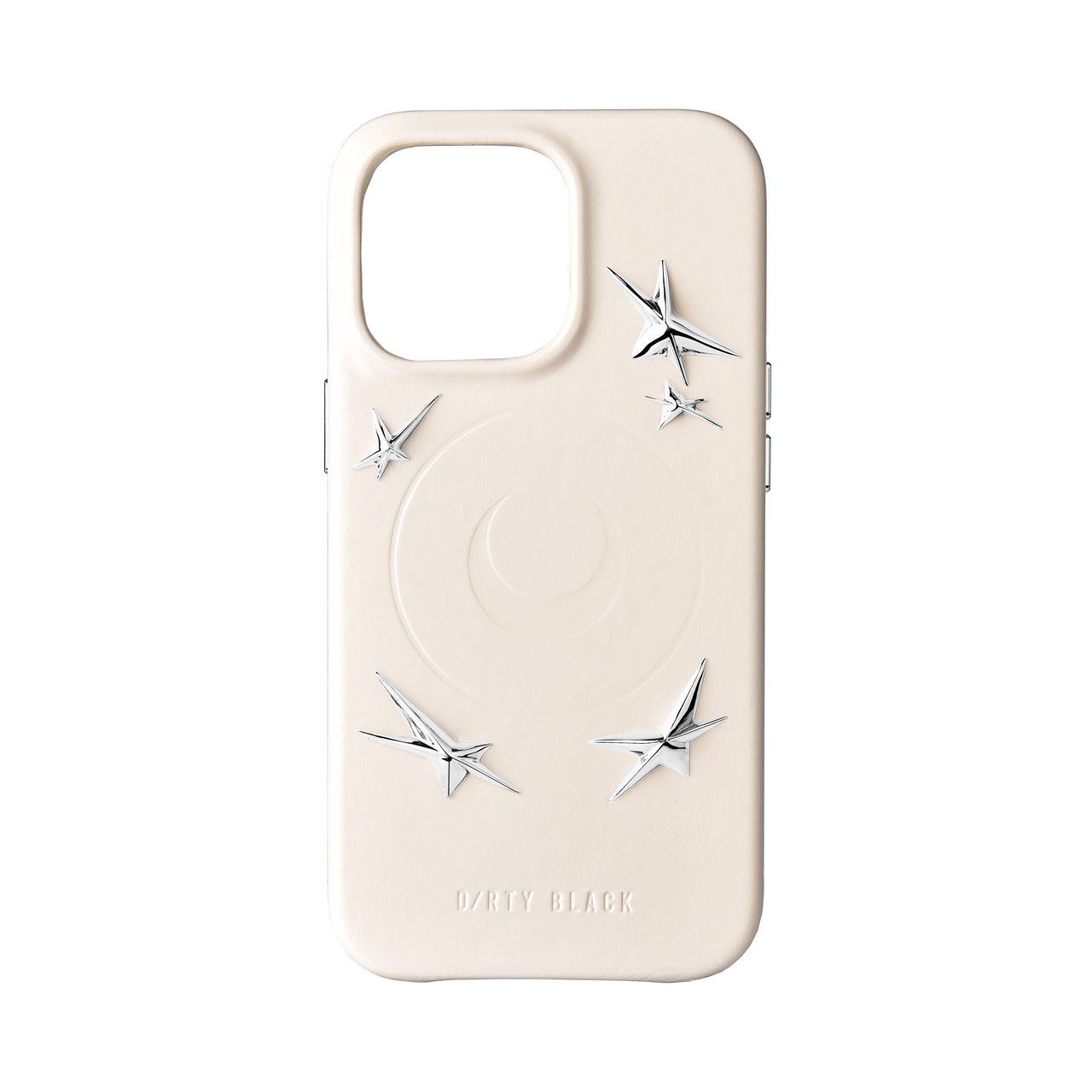 star studs ivory leather iphone case